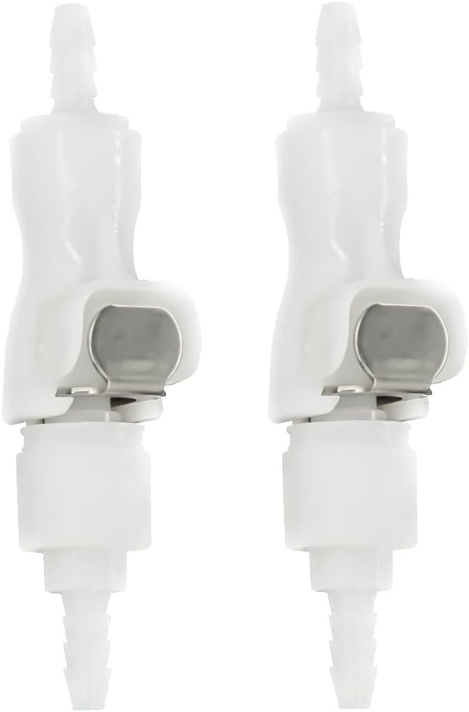 BBTUS 2Pcs 1/8" 3/16" 1/4" 1/8" 90 Degree Elbow Plastic Tube in-line Hose Quick Connector Disconnect Barb insert Fittings Shut-Off Valved in Quick Release Coupling (2 Male+ 2 Female) (1/8") - Image 1